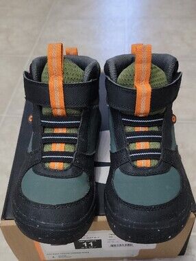 Bogs Kids Olive and Black Waterproof Boots with Orange Accents